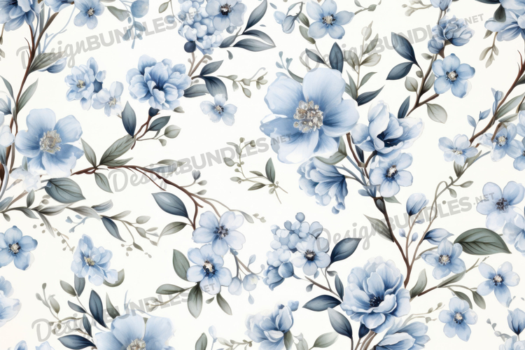 Pastel Blue Botanical Vine Background