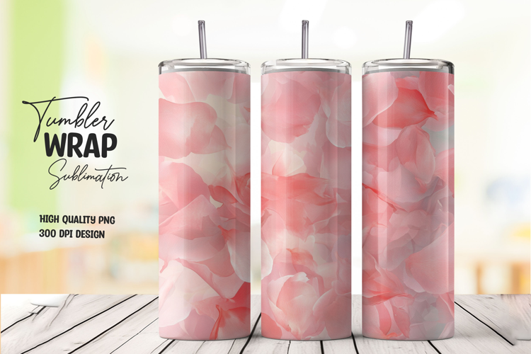Romantic Pink Petal Tumbler Wrap PNG