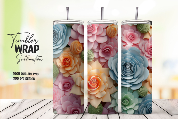 Multicolor Rose Bouquet Garden Tumbler Wrap