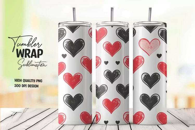 Heart semaless pattern tumbler wrap sublimation