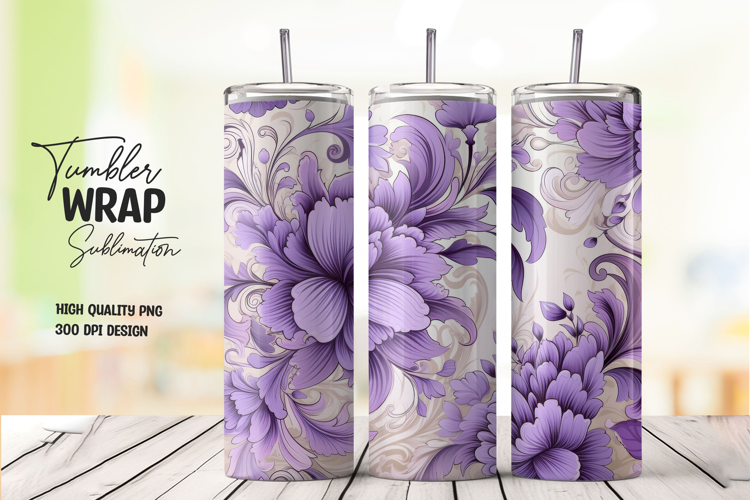 Purple 3D Floral Glow Tumbler Wrap