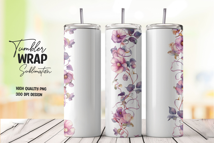 Purple Flower tumbler wrap png