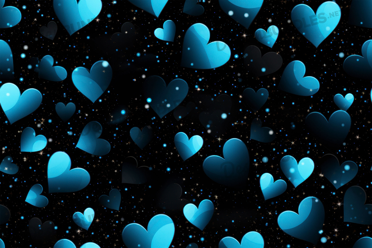 Night Blue Heart Dust Background Digital Paper