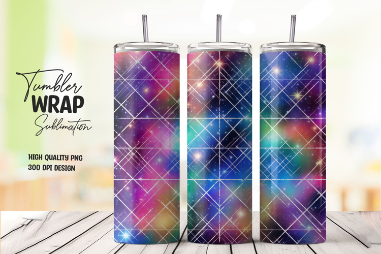 Soft Pastel Galaxy Grid Tumbler Wrap PNG