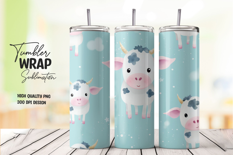 Cute Cow tumbler wrap png example image 1