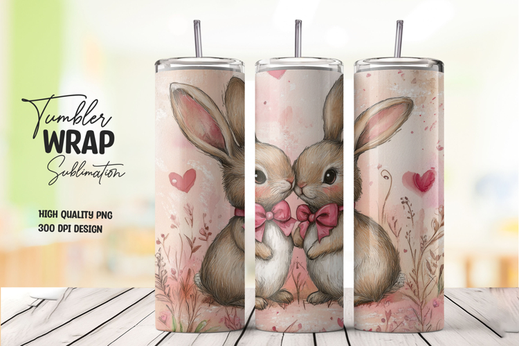 Cute Bunny Love 20oz Tumbler Wrap