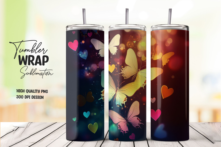Butterfly Glow tumbler wrap png