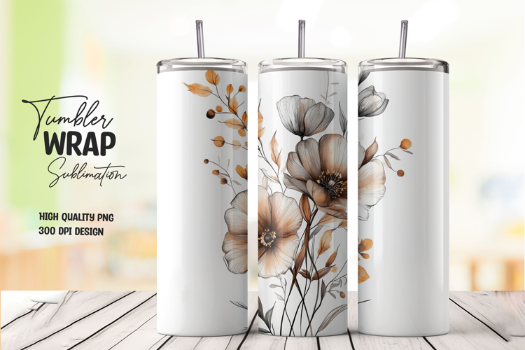 Brown Bloom tumbler wrap png