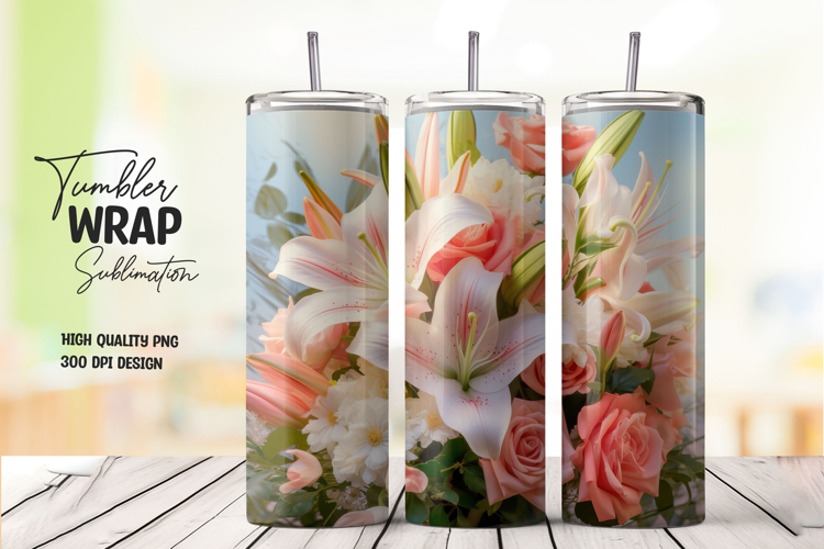 Floral Roses Tumbler Wrap PNG