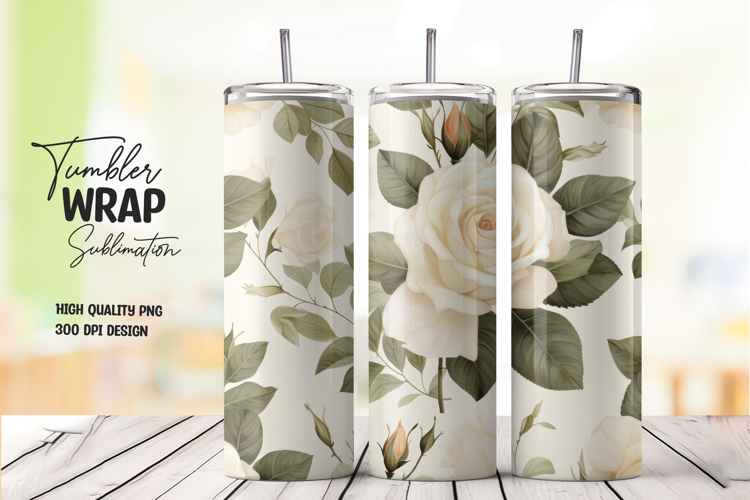 White Bloom tumbler wrap png