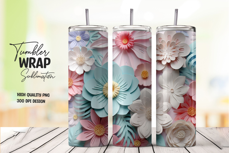 Pastel Flower Petal Garden Tumbler Wrap