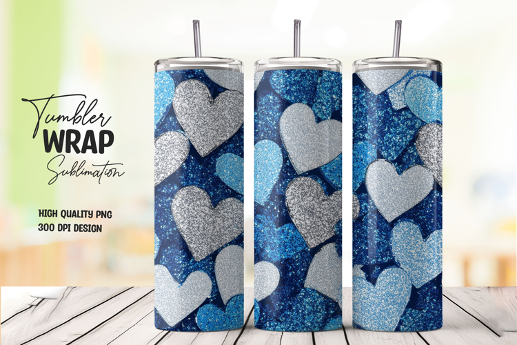 Blue Heart Print Tumbler Wrap