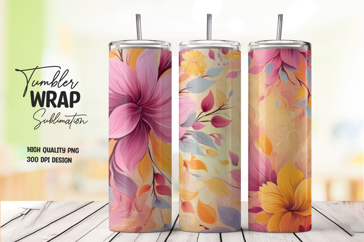 Tropical Bloom Tumbler Wrap PNG