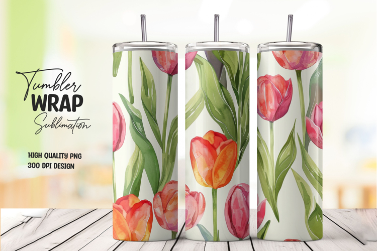 Red Tulip tumbler wrap png