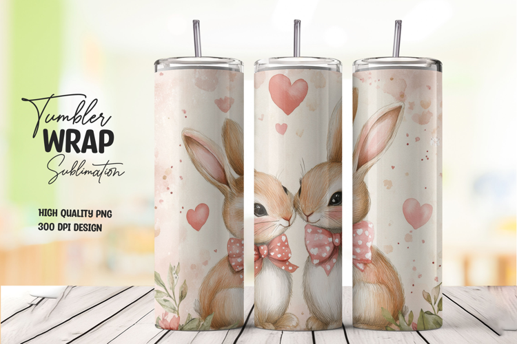 Soft Bunny Watercolor 20oz Tumbler Wrap