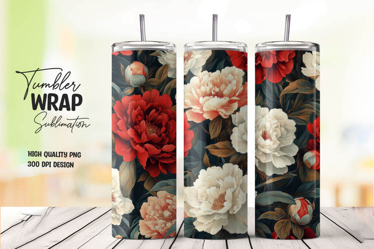 Black Floral Garden Tumbler Wrap