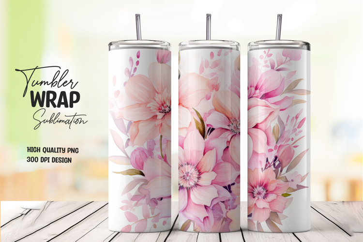 Blush Floral tumbler wrap png