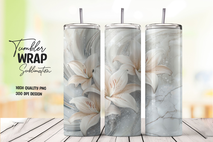 White Petal Marble Elegant Tumbler Wrap