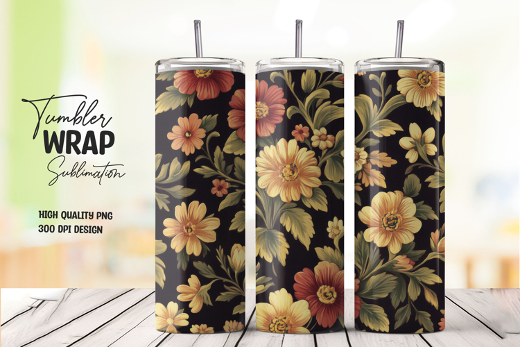 Vintage Flower Tumbler Wrap