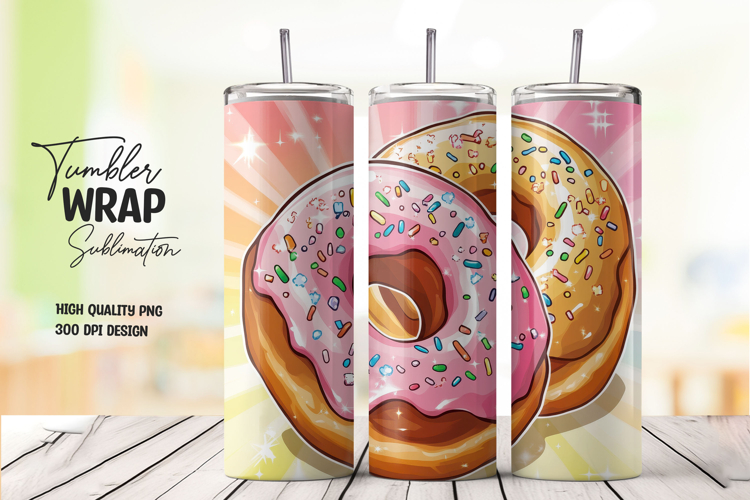 Cute Sprinkle Donuts Set Tumbler Wrap Sublimation PNG