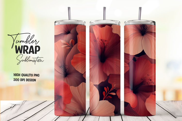 Red Bloom tumbler wrap png
