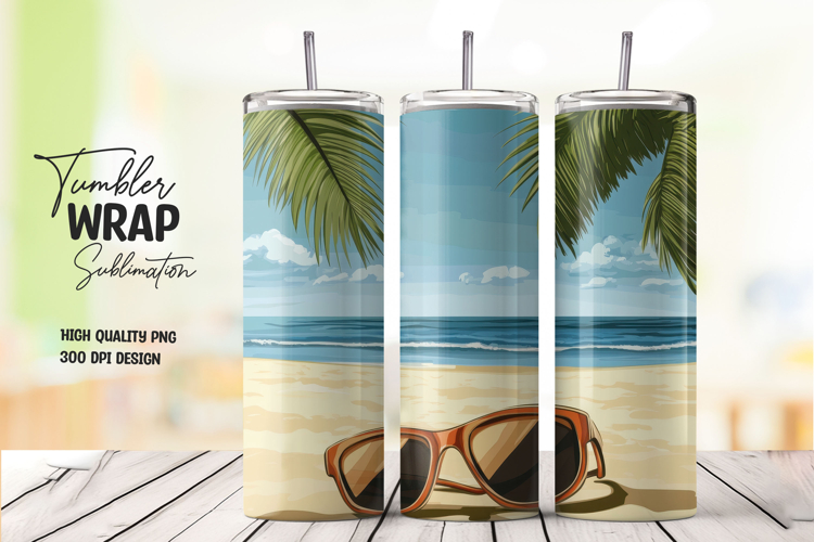 Seaside Vacation Tumbler Wrap PNG