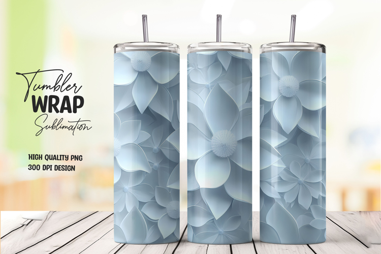 3d Soft Blue Layer Petal Tumbler PNG