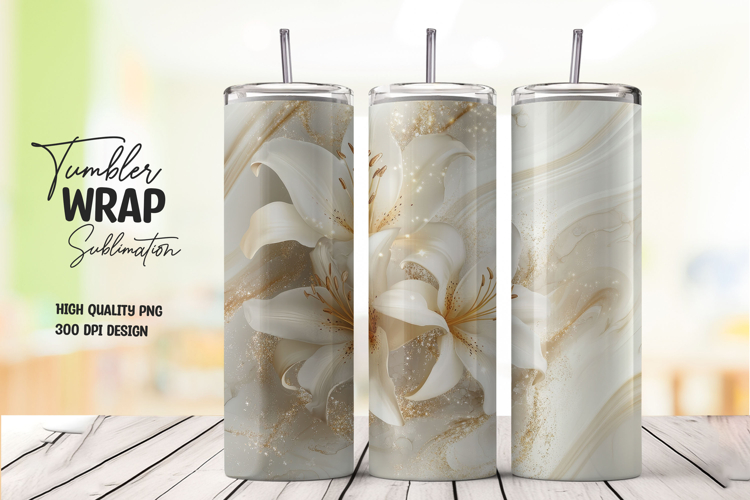 Gold White Marble Swirl Tumbler Wrap