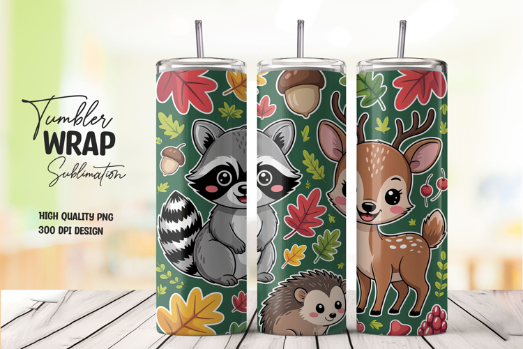 Fall Woodland Friends Tumbler Wrap