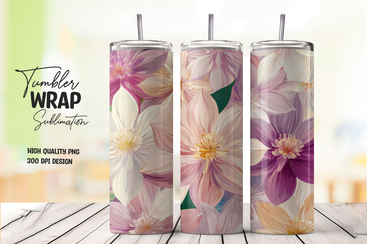 Purple Beige Lily Petal Tumbler PNG