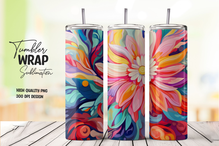 Vibrant Swirl Petal Tumbler Wrap PNG