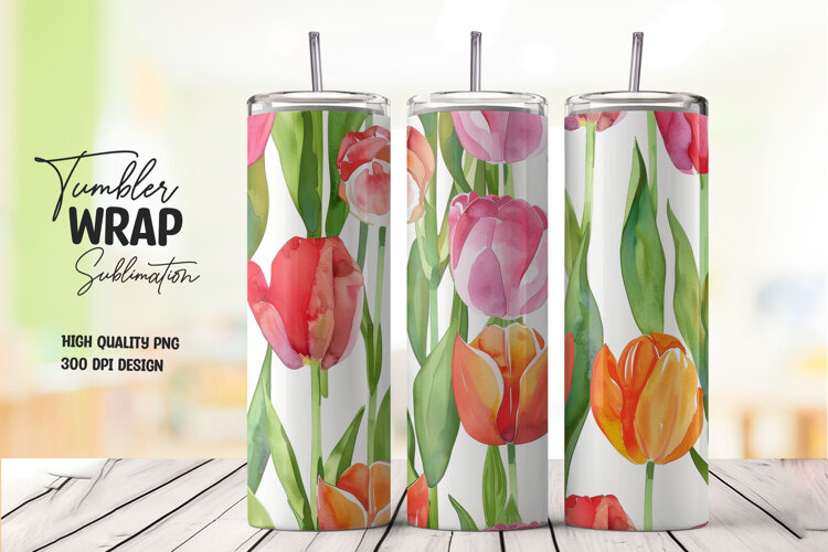 Tulip Field tumbler wrap png example image 1