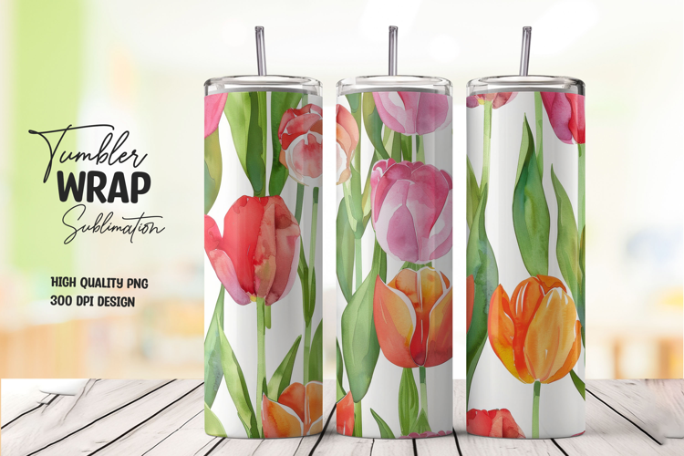 Tulip Field tumbler wrap png