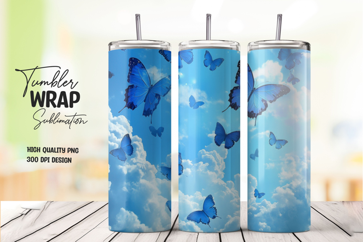 Vivid Blue Butterfly Tumbler Wrap
