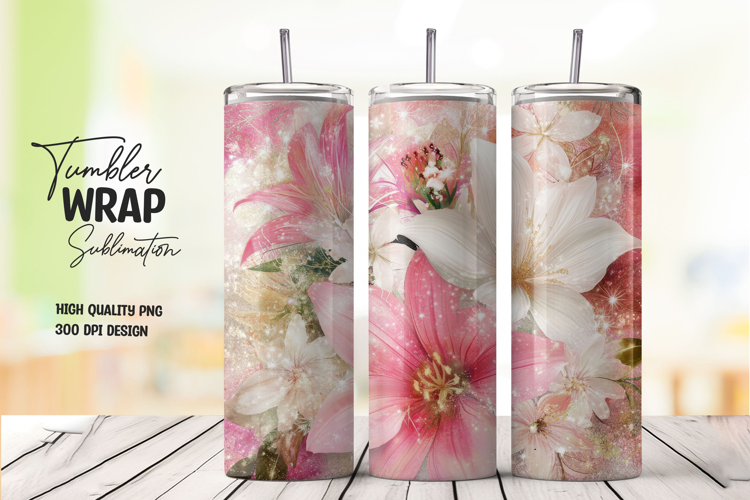 White Lily Tumbler Wrap PNG