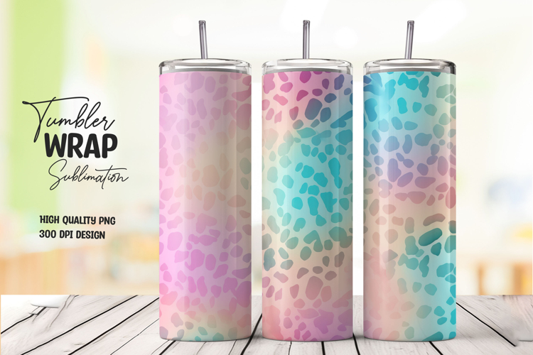 Aqua Pink Leopard Tumbler Wrap