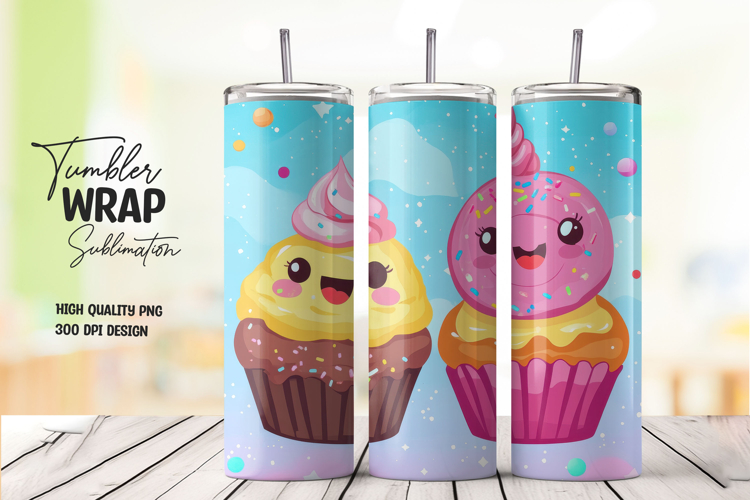 Cupcake and Muffin Kawaii Duo Tumbler Wrap Sublimation PNG