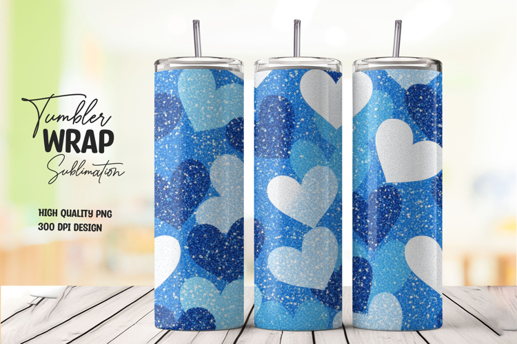 Blue Heart Pattern Tumbler Wrap