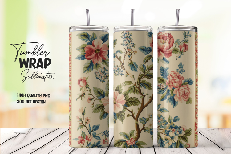 Classic Floral tumbler wrap png