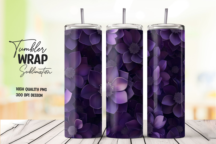 Deep Purple Floral Tumbler Wrap