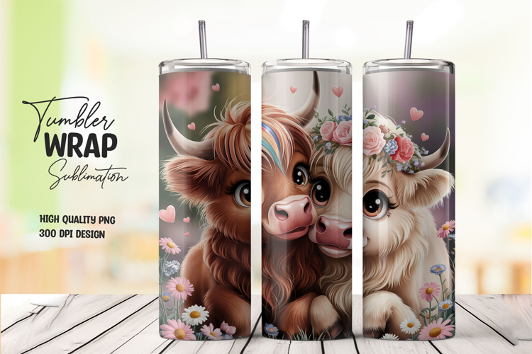 Cute Calf and Flowers Wrap PNG