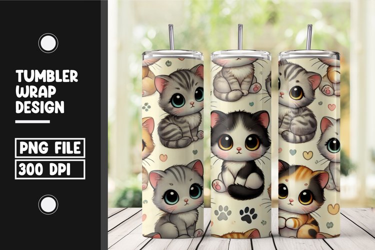 Cat pattern Tumbler Wrap | Sublimation | 20 oz Skinny