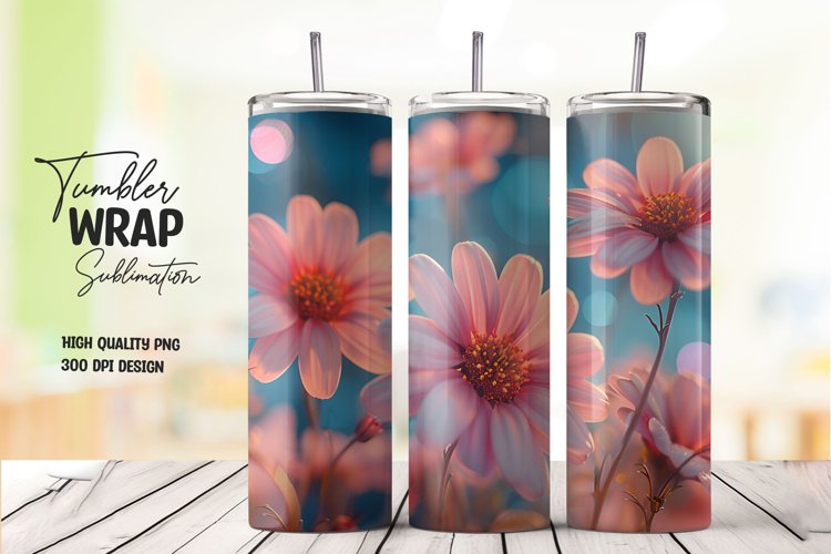 Flower tumbler wrap sublimation