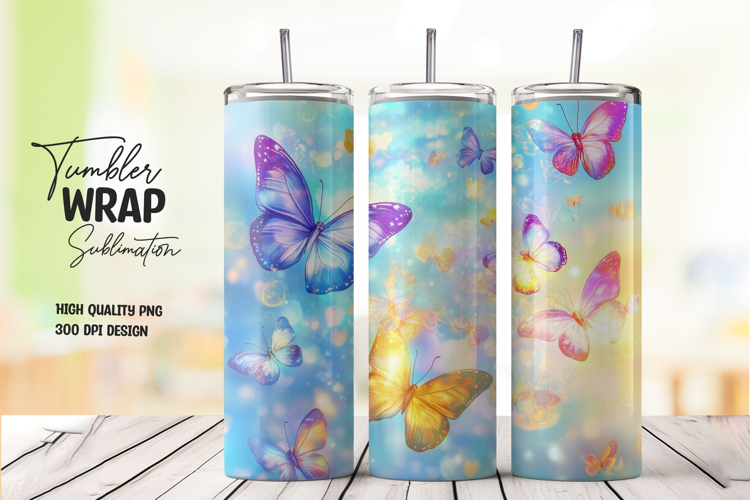 Butterfly Glow tumbler wrap png