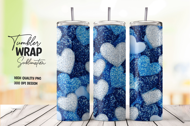 Blue Heart Glow Tumbler Wrap