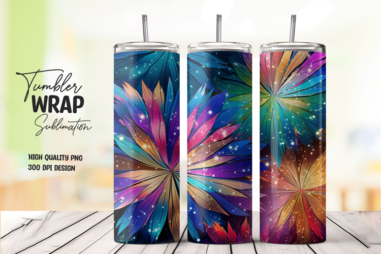 Radiant Petal Burst Tumbler Wrap PNG