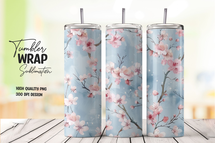 Floral Sky tumbler wrap png
