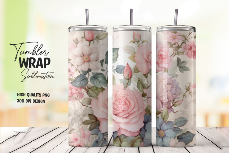 Soft Floral tumbler wrap png