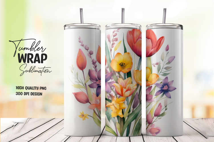 Bright Floral tumbler wrap png