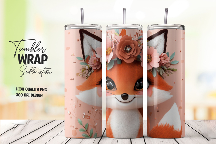 Fox Floral Tumbler Wrap